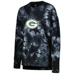 Green Bay Packers MSX by Michael Strahan Women's Bailey Tie-Dye Tri-Blend Pullover Sweatshirt Black - NFL