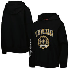 New Orleans Saints Tommy Hilfiger Women's Becca Drop Shoulder Pullover Hoodie Black - NFL