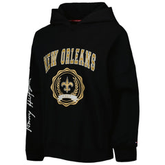 New Orleans Saints Tommy Hilfiger Women's Becca Drop Shoulder Pullover Hoodie Black - NFL