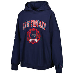 New England Patriots Tommy Hilfiger Women's Becca Drop Shoulder Pullover Hoodie Navy - NFL