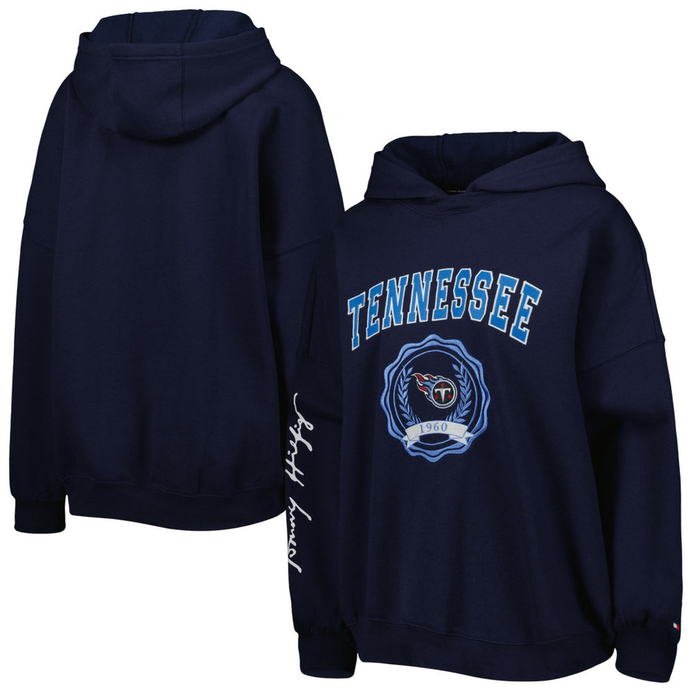 Tennessee Titans Tommy Hilfiger Women's Becca Drop Shoulder Pullover Hoodie Navy - NFL
