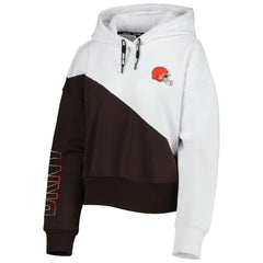 Cleveland Browns DKNY Sport Women's Bobbi Color Blocked Pullover Hoodie White/Brown - NFL