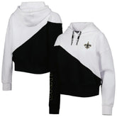 New Orleans Saints DKNY Sport Women's Bobbi Color Blocked Pullover Hoodie White/Black - NFL