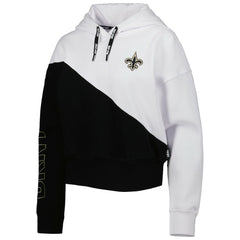 New Orleans Saints DKNY Sport Women's Bobbi Color Blocked Pullover Hoodie White/Black - NFL