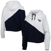 Tennessee Titans DKNY Sport Women's Bobbi Color Blocked Pullover Hoodie White/Navy - NFL