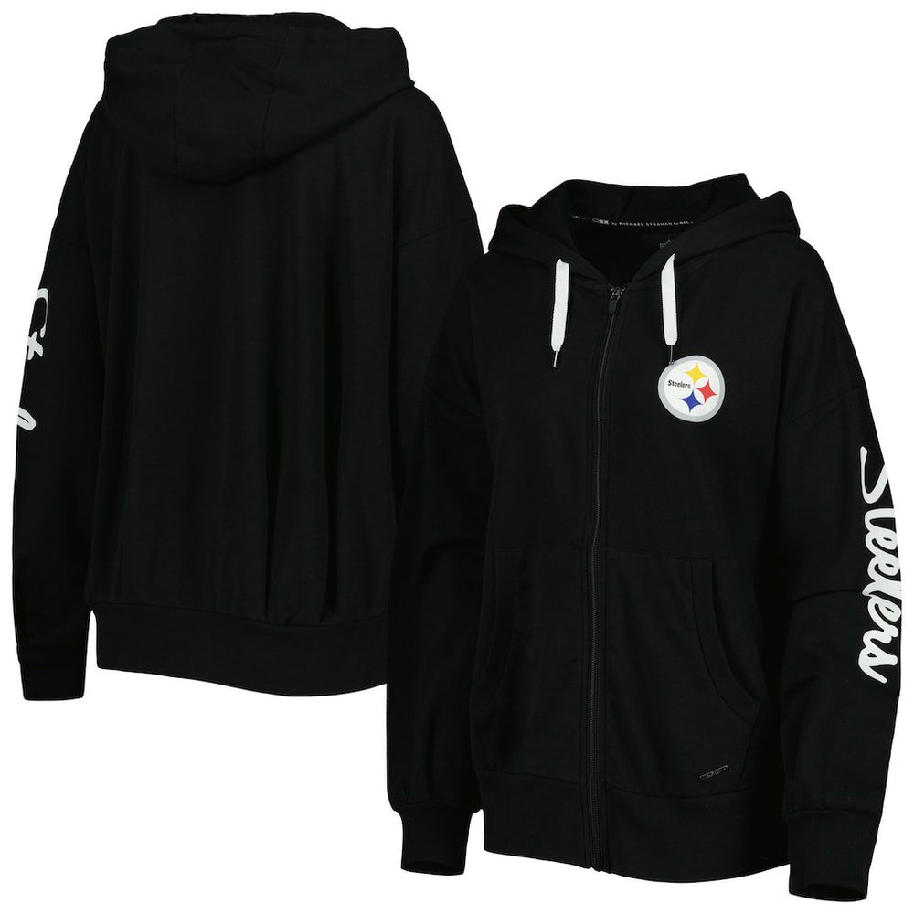 Pittsburgh Steelers MSX by Michael Strahan Women's Emerson Lightweight Full-Zip Hoodie Black - NFL