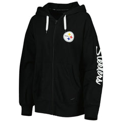 Pittsburgh Steelers MSX by Michael Strahan Women's Emerson Lightweight Full-Zip Hoodie Black - NFL