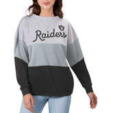 Las Vegas Raiders Touch Women's Outfield Deep V-Back Waist Length Pullover Sweatshirt Heather Gray/Black - NFL