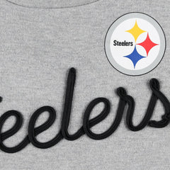 Pittsburgh Steelers Touch Women's Outfield Deep V-Back Waist Length Pullover Sweatshirt Heather Gray/Black - NFL