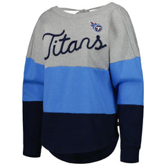 Tennessee Titans Touch Women's Outfield Deep V-Back Waist Length Pullover Sweatshirt Heather Gray/Navy - NFL