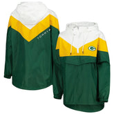 Green Bay Packers Tommy Hilfiger Women's Staci Half-Zip Hoodie Windbreaker Jacket White/Gold - NFL