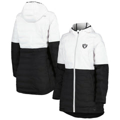 Las Vegas Raiders MSX by Michael Strahan Women's Willow Quilted Hoodie Full-Zip Jacket White/Black - NFL