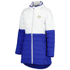 Los Angeles Rams MSX by Michael Strahan Women's Willow Quilted Hoodie Full-Zip Jacket White/Royal - NFL