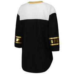 New Orleans Saints G-III 4Her by Carl Banks Women's Double Team 3/4-Sleeve Lace-Up T-Shirt Black/White - NFL