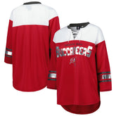 Tampa Bay Buccaneers G-III 4Her by Carl Banks Women's Double Team 3/4-Sleeve Lace-Up T-Shirt Red/White - NFL