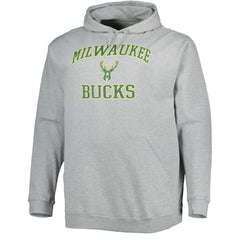 NBA - Milwaukee Bucks Big & Tall Heart & Soul Pullover Hoodie - Heathered Gray