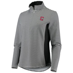 Cleveland Guardians Tommy Bahama Women's Aubrey Stripe Block IslandZone Half-Zip Jacket On Sale