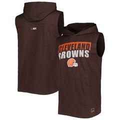 Cleveland Browns MSX by Michael Strahan Relay Sleeveless Pullover Hoodie Brown - NFL