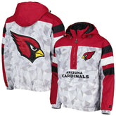 Arizona Cardinals Starter Thursday Night Gridiron Raglan Half-Zip Hooded Jacket White/Cardinal - NFL