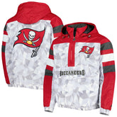Tampa Bay Buccaneers Starter Thursday Night Gridiron Raglan Half-Zip Hooded Jacket White/Red - NFL
