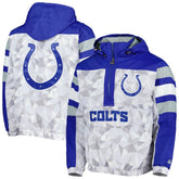 Indianapolis Colts Starter Thursday Night Gridiron Raglan Half-Zip Hooded Jacket White/Royal - NFL