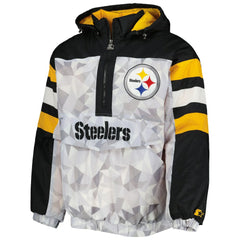 Pittsburgh Steelers Starter Thursday Night Gridiron Raglan Half-Zip Hooded Jacket White/Black - NFL