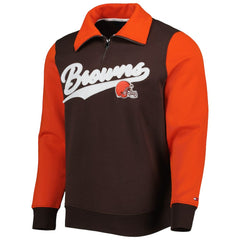 Cleveland Browns Tommy Hilfiger Aiden Quarter-Zip Sweatshirt Brown/Orange - NFL