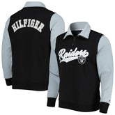 Las Vegas Raiders Tommy Hilfiger Aiden Quarter-Zip Sweatshirt Black/Silver - NFL