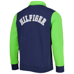 Seattle Seahawks Tommy Hilfiger Aiden Quarter-Zip Sweatshirt College Navy/Neon Green - NFL