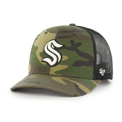 Seattle Kraken '47 Trucker Snapback Hat Camo/Black
