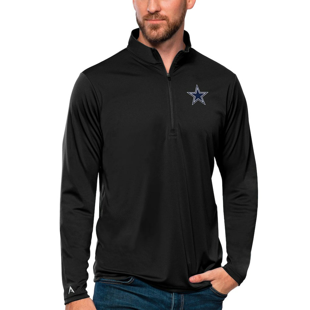 Dallas Cowboys Antigua Tribute Quarter-Zip Lightweight Pullover Top Black - NFL