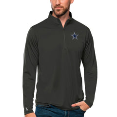 Dallas Cowboys Antigua Tribute Quarter-Zip Lightweight Pullover Top Charcoal - NFL