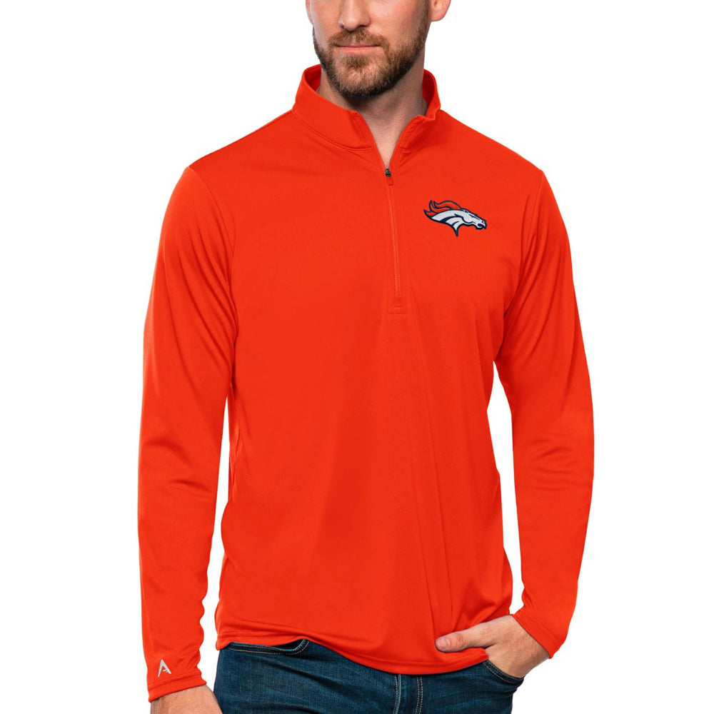 Denver Broncos Antigua Tribute Quarter-Zip Lightweight Pullover Top Orange - NFL