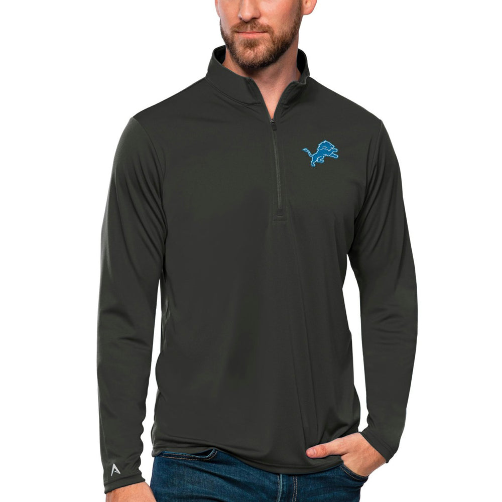 Detroit Lions Antigua Tribute Quarter-Zip Lightweight Pullover Top Charcoal - NFL