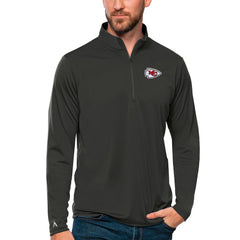 Kansas City Chiefs Antigua Tribute Quarter-Zip Lightweight Pullover Top Charcoal - NFL