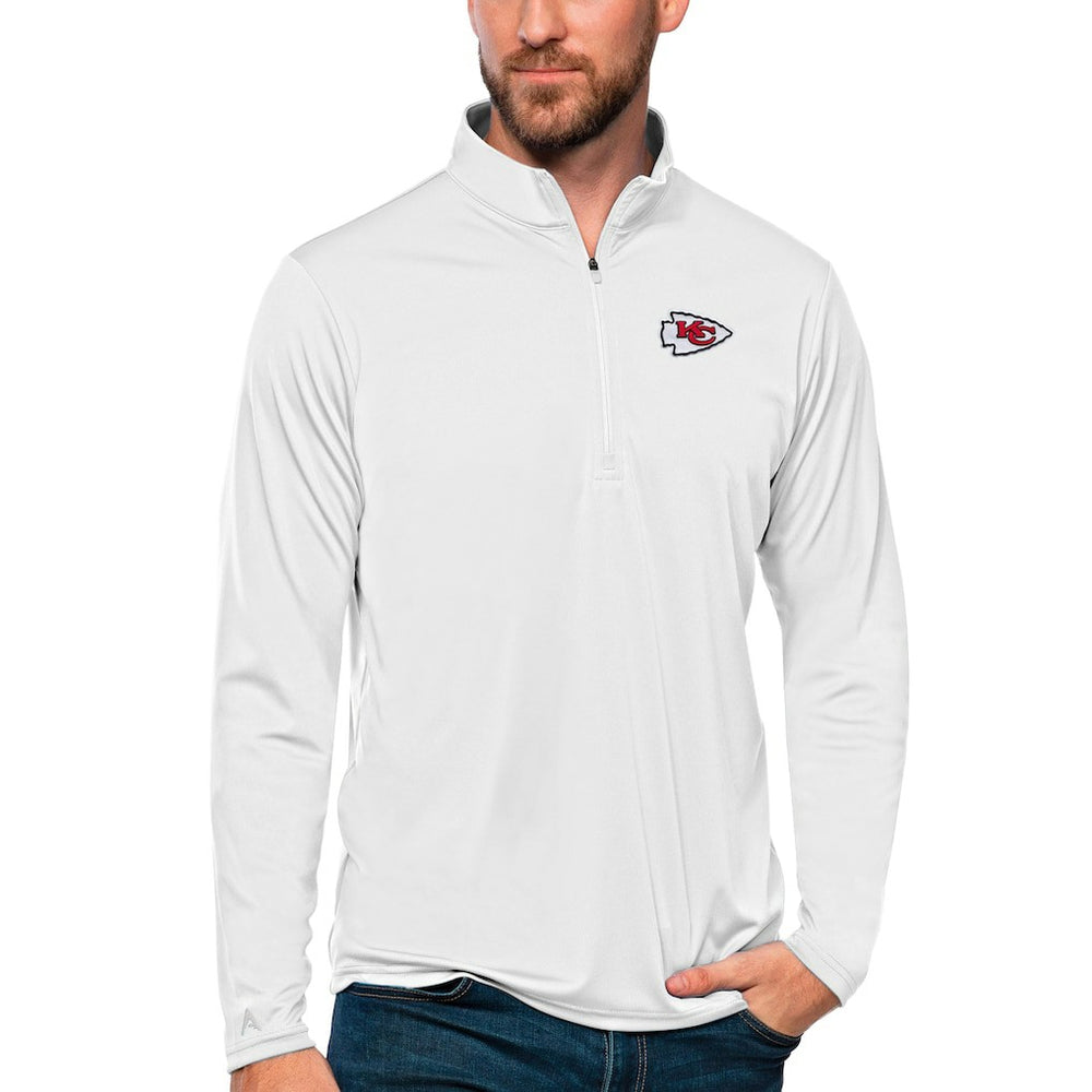 Kansas City Chiefs Antigua Tribute Quarter-Zip Lightweight Pullover Top White - NFL