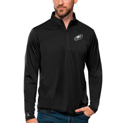 Philadelphia Eagles Antigua Tribute Quarter-Zip Lightweight Pullover Top Black - NFL