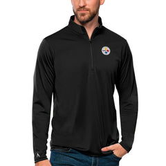 Pittsburgh Steelers Antigua Tribute Quarter-Zip Lightweight Pullover Top Black - NFL