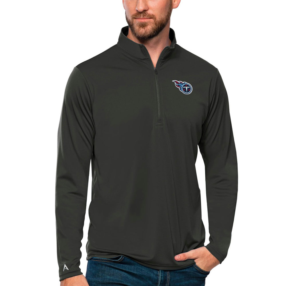 Tennessee Titans Antigua Tribute Quarter-Zip Lightweight Pullover Top Charcoal - NFL