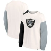 Las Vegas Raiders Women's Colorblock Primary Logo Pullover Sweatshirt White - Fanatics
