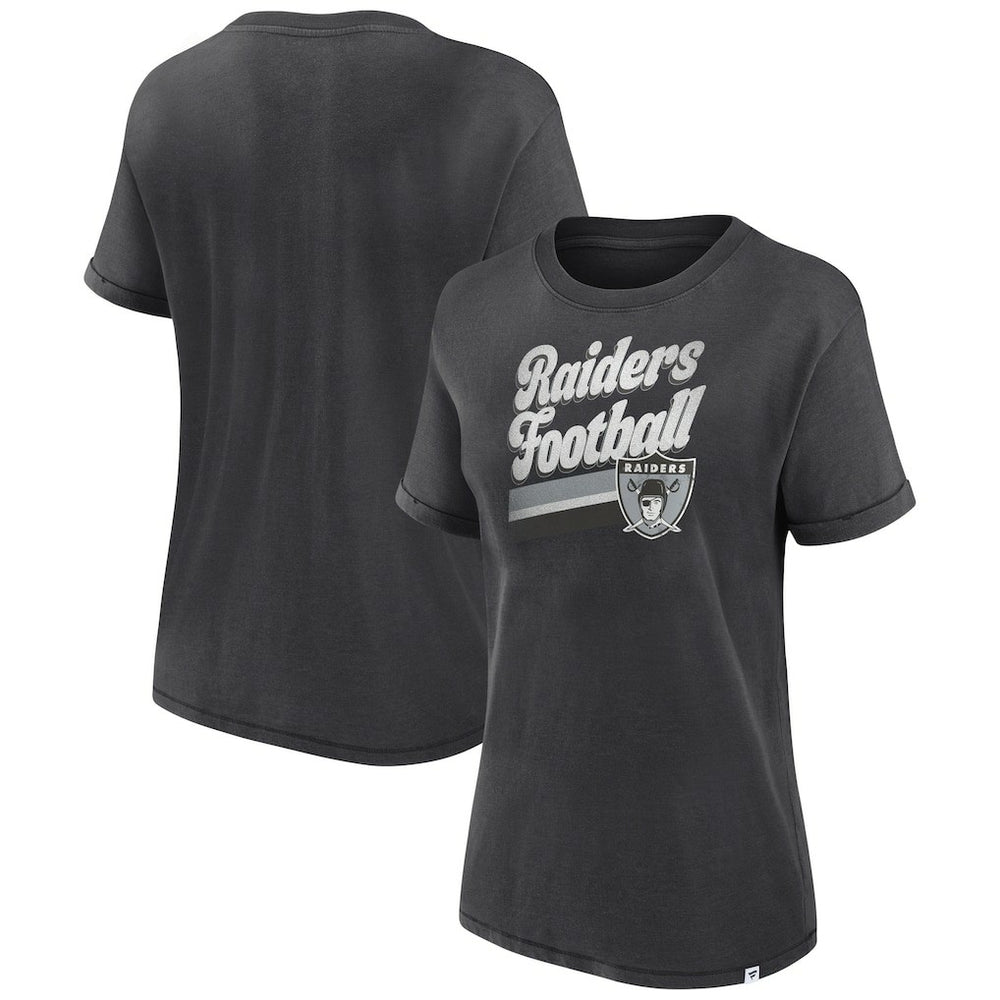 Las Vegas Raiders Women's Hit Snow Washed T-Shirt Charcoal - Fanatics