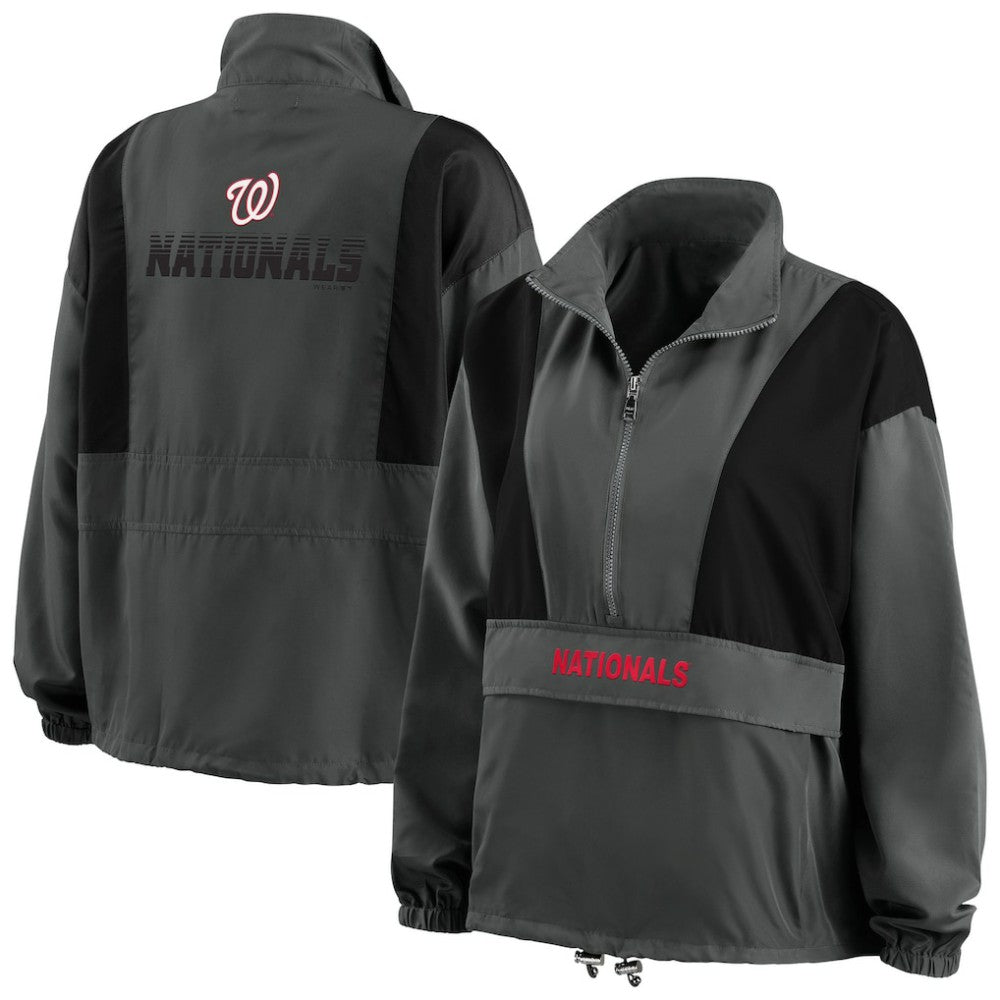 Washington Nationals WEAR by Erin Andrews Women's Packable Half-Zip Jacket On Sale