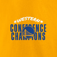 Fanatics - Golden State Warriors Women's 2022 Western Conference Champions Balanced Attack Roster V-Neck T-Shirt - Gold