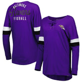 Baltimore Ravens New Era Women's Athletic Varsity Lace-Up Lightweight Long Sleeve T-Shirt Purple - NFL