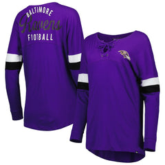 Baltimore Ravens New Era Women's Athletic Varsity Lace-Up Lightweight Long Sleeve T-Shirt Purple - NFL