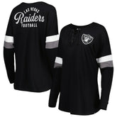 Las Vegas Raiders New Era Women's Athletic Varsity Lace-Up Lightweight Long Sleeve T-Shirt Black - NFL