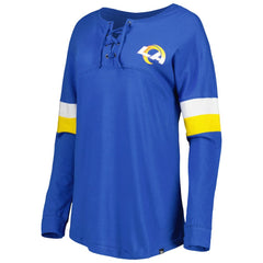 Los Angeles Rams New Era Women's Athletic Varsity Lace-Up Lightweight Long Sleeve T-Shirt Royal - NFL