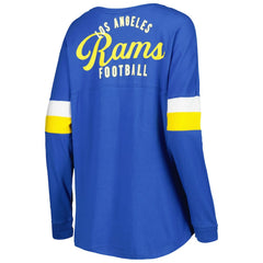 Los Angeles Rams New Era Women's Athletic Varsity Lace-Up Lightweight Long Sleeve T-Shirt Royal - NFL