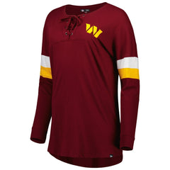 Washington Commanders New Era Women's Athletic Varsity Lace-Up Lightweight Long Sleeve T-Shirt Burgundy - NFL