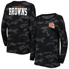 Cleveland Browns New Era Women's Camo Long Sleeve T-Shirt Black - NFL